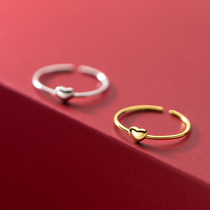 Heart Index Finger Ring | S925 Silver Adjustable Gold Silver