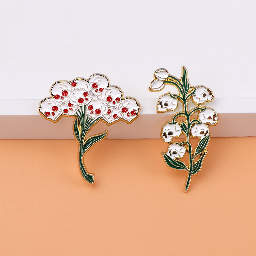 Skull Flower Brooch Pin | Alloy All-Match Badge Accessory