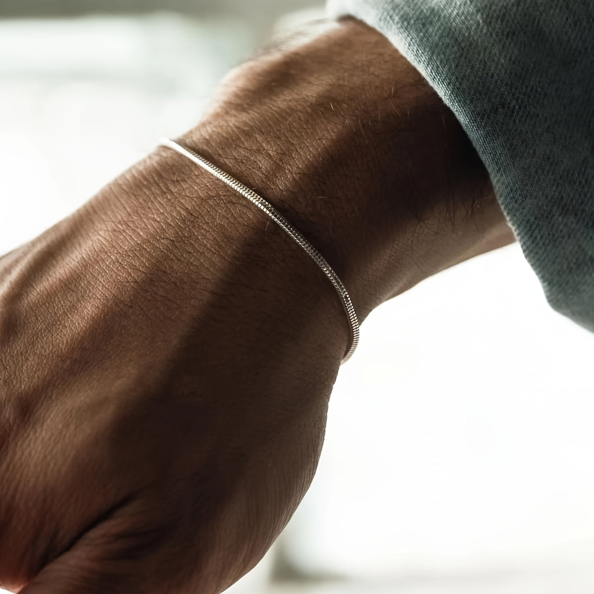 Men's Stainless Steel Round Snake Bracelet