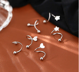Ear Bone Stud Earrings | Brass Heart Star Round 3 Styles