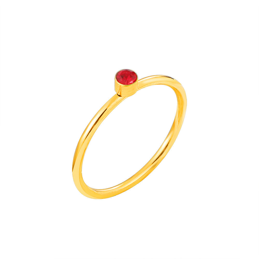 Zircon Round Diamond Coil Ring | Titanium Steel Red White Green