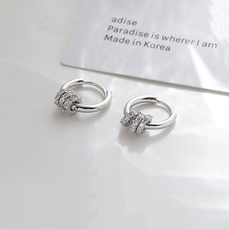 Korean Diamond Embedded Earrings | Copper Gold Silver Versatile