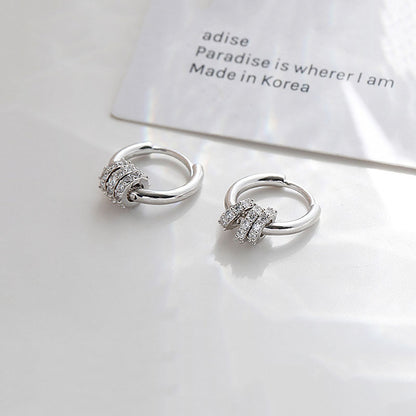 Korean Diamond Embedded Earrings | Copper Gold Silver Versatile
