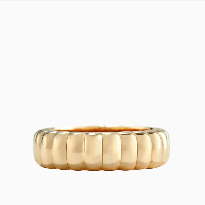 Fettuccine Croissant Ring | Gold Titanium Steel Silver Alloy
