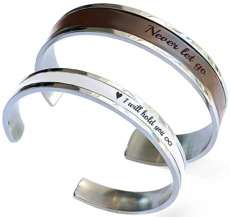Personalized Matching Couple Bracelets Set 2 – Custom Engraved His & Hers Bracelets