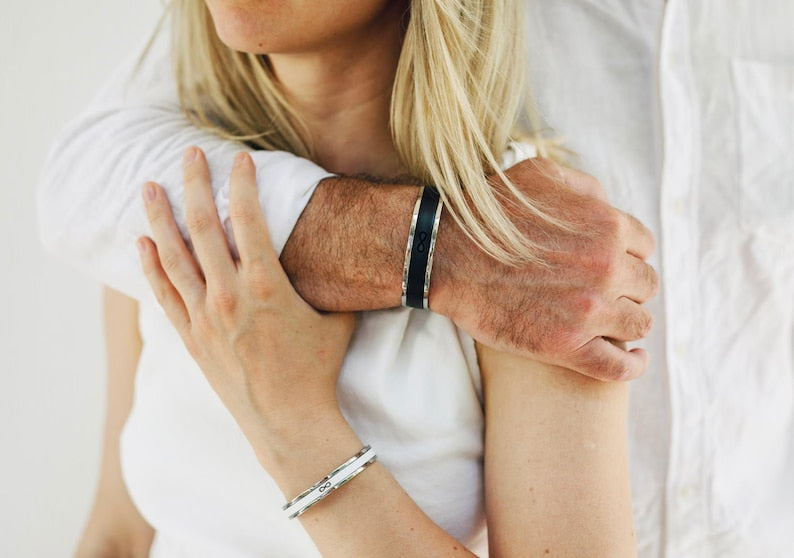 Personalized Matching Couple Bracelets Set 2 – Custom Engraved His & Hers Bracelets