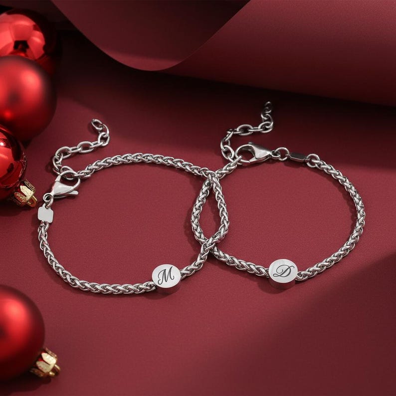 Personalized Couple Bracelets Set 2 – Custom Initial His & Hers Matching Bracelets
