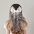 Embroidered Lace Bow Hair Ribbon – Elegant Long Hair Accessory for Women & Girls