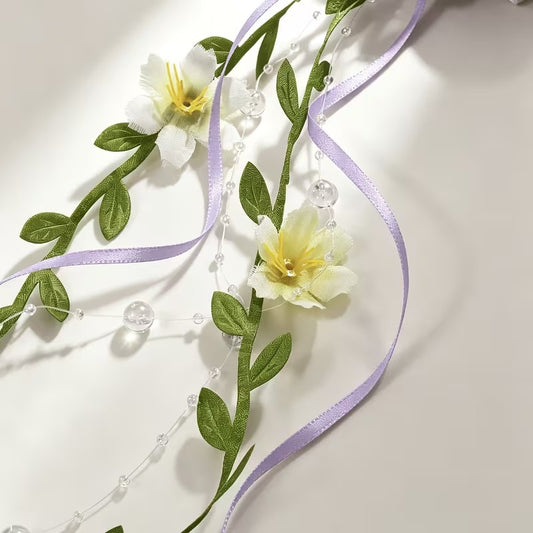 Purple Orchid Flower Hair Clip with Crystal Tassels – Elegant Floral Hair Accessory