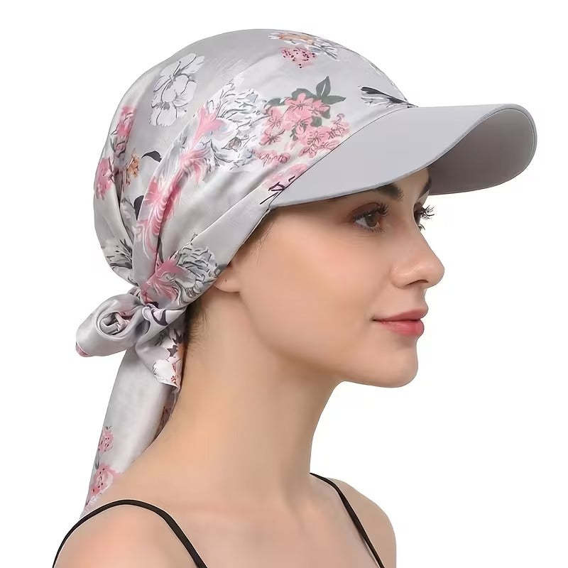 Women's Paisley Satin Print Headscarf Baseball Cap – Stylish Sun Hat