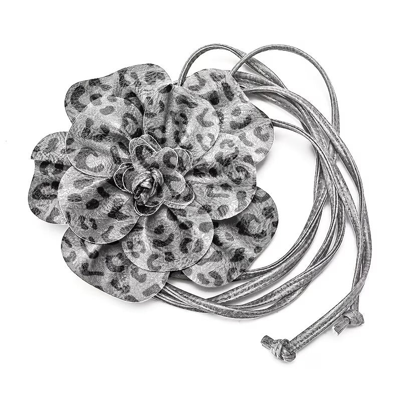 Women's Floral PU Sash Belt – Elegant Flower Waist Belt for Dresses & Outfits