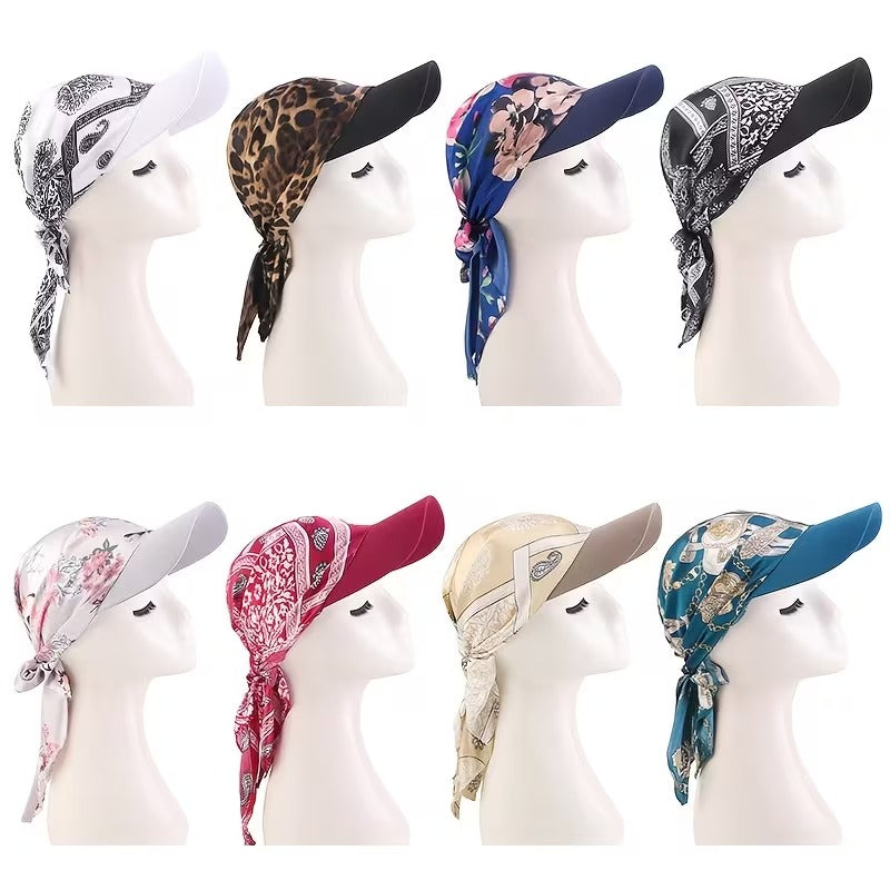 Women's Paisley Satin Print Headscarf Baseball Cap – Stylish Sun Hat