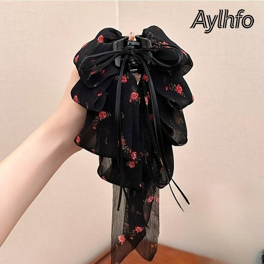 Women's Bow Ponytail Claw Clip – Elegant Multi-Layer Ribbon Hair Accessory