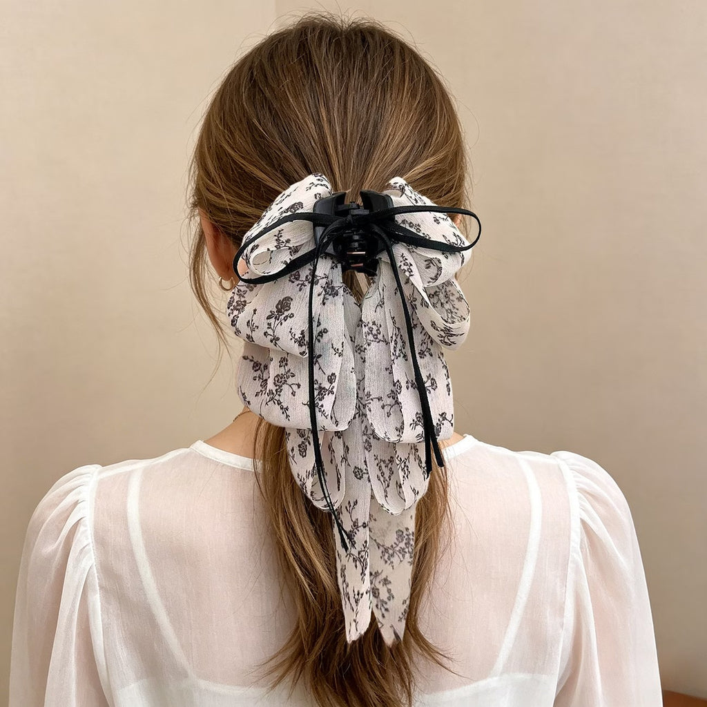 Women's Bow Ponytail Claw Clip – Elegant Multi-Layer Ribbon Hair Accessory