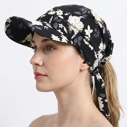 Printed Head Scarf Visor Hat for Women – Stylish Sun Protection Headwrap