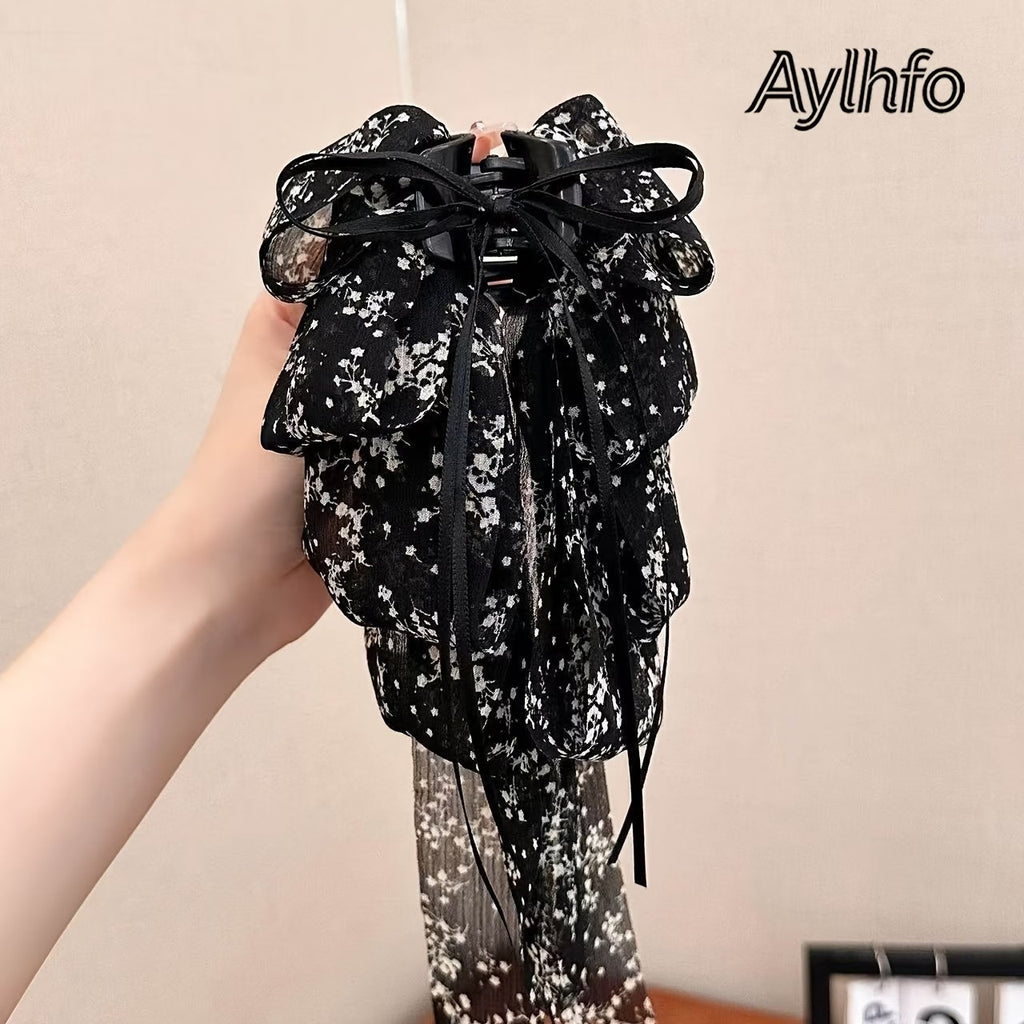 Women's Bow Ponytail Claw Clip – Elegant Multi-Layer Ribbon Hair Accessory