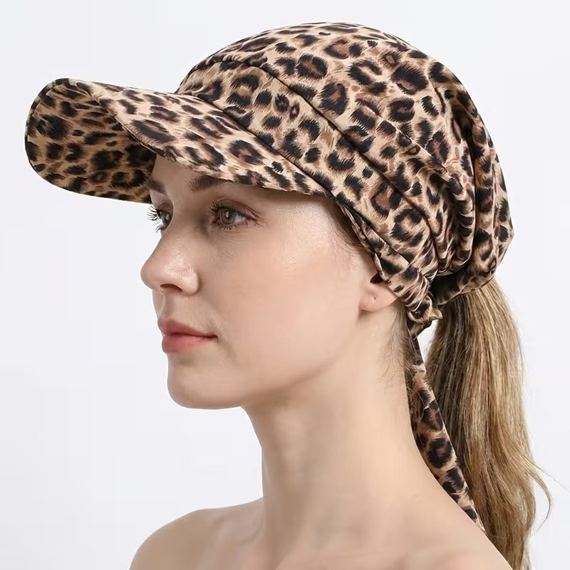 Printed Head Scarf Visor Hat for Women – Stylish Sun Protection Headwrap