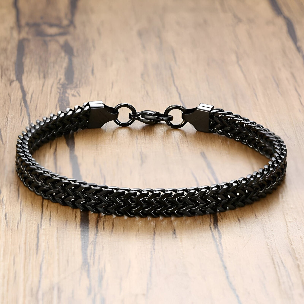 Men’s Black Braided Double Row Bracelet