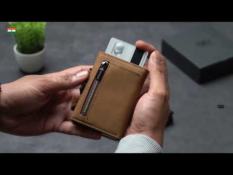 Smart Pop-Up | PU Leather Men's Wallet | RFID Blocking Slim Card Case with Zip Coin Pocket